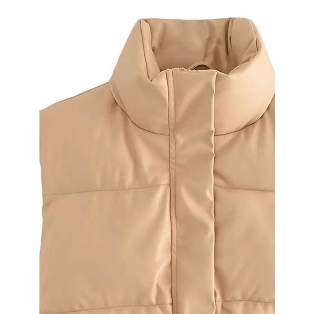 Vegan Leather Puffer Vest - Picture 2 of 11